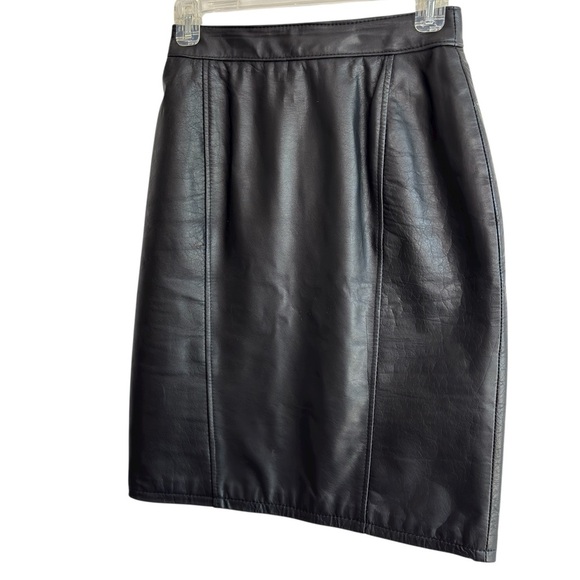 Byrnes & Baker Vintage Sexy Genuine Black Leather Pencil Skirt Women's Size 8 - Picture 6 of 13